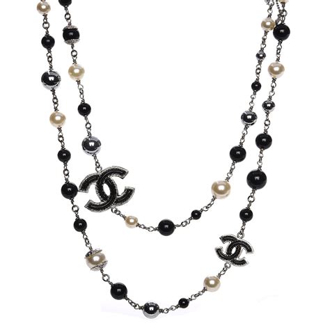 chanel black necklace price|Chanel necklace pearl price.